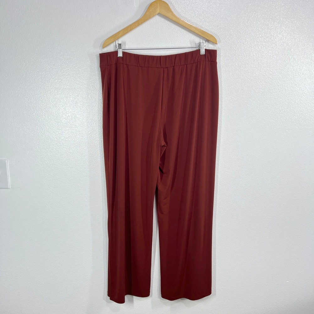 Susan Graver Liquid Knit Wide-Leg Pants Button Detail Large Rusted Red Everyday - Picture 3 of 10